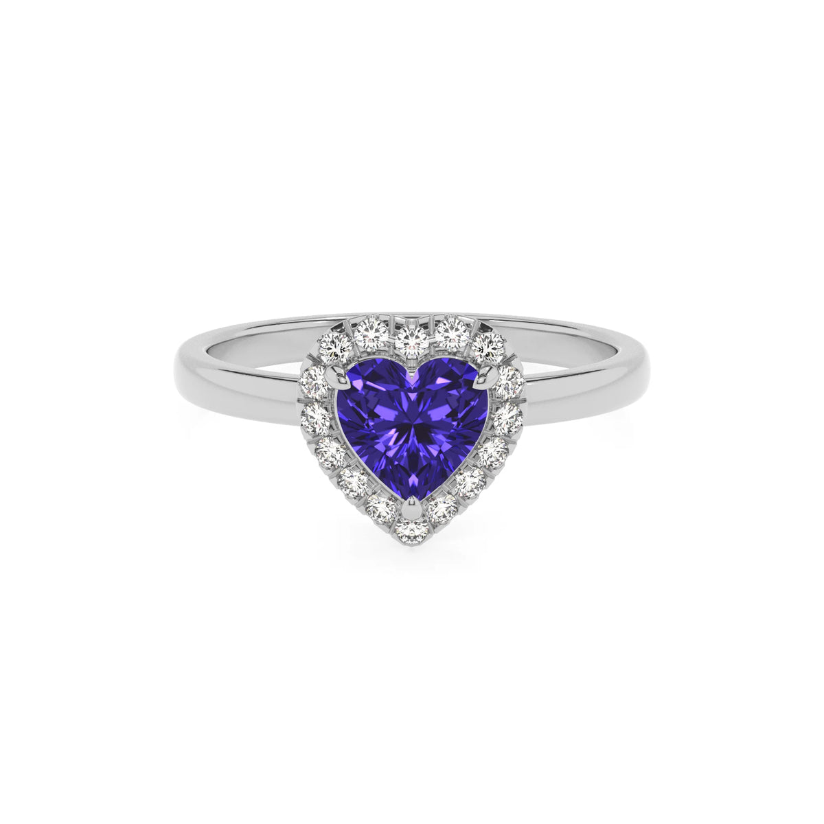 lab grown tanzanite heart solitaire rings in platinum 