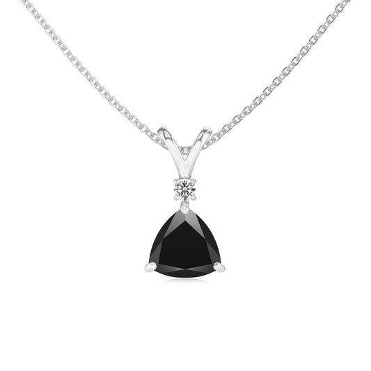 natural black-onyx trillion solitaire v-bale necklaces in platinum 