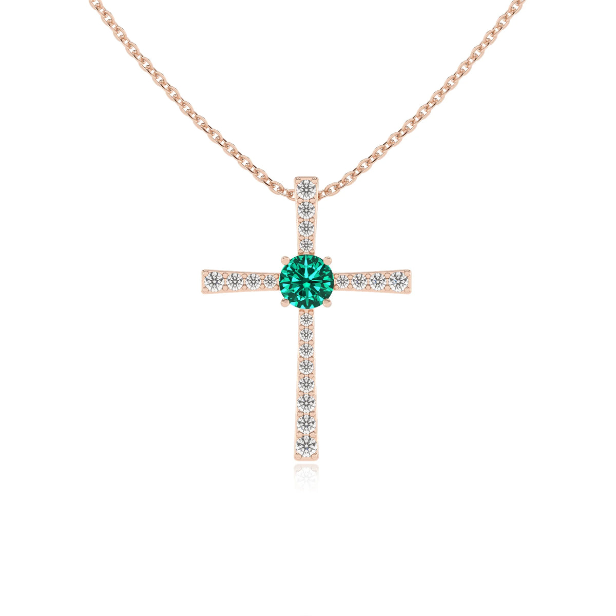 lab grown emerald round infinity necklaces in rose gold 