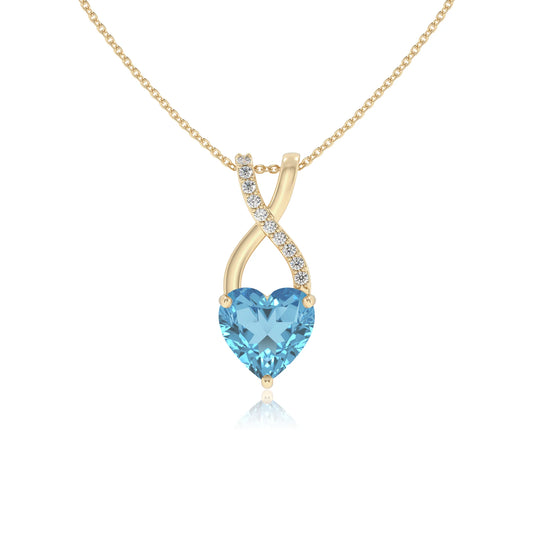 natural swiss-blue-topaz heart solitaire necklaces in yellow gold 