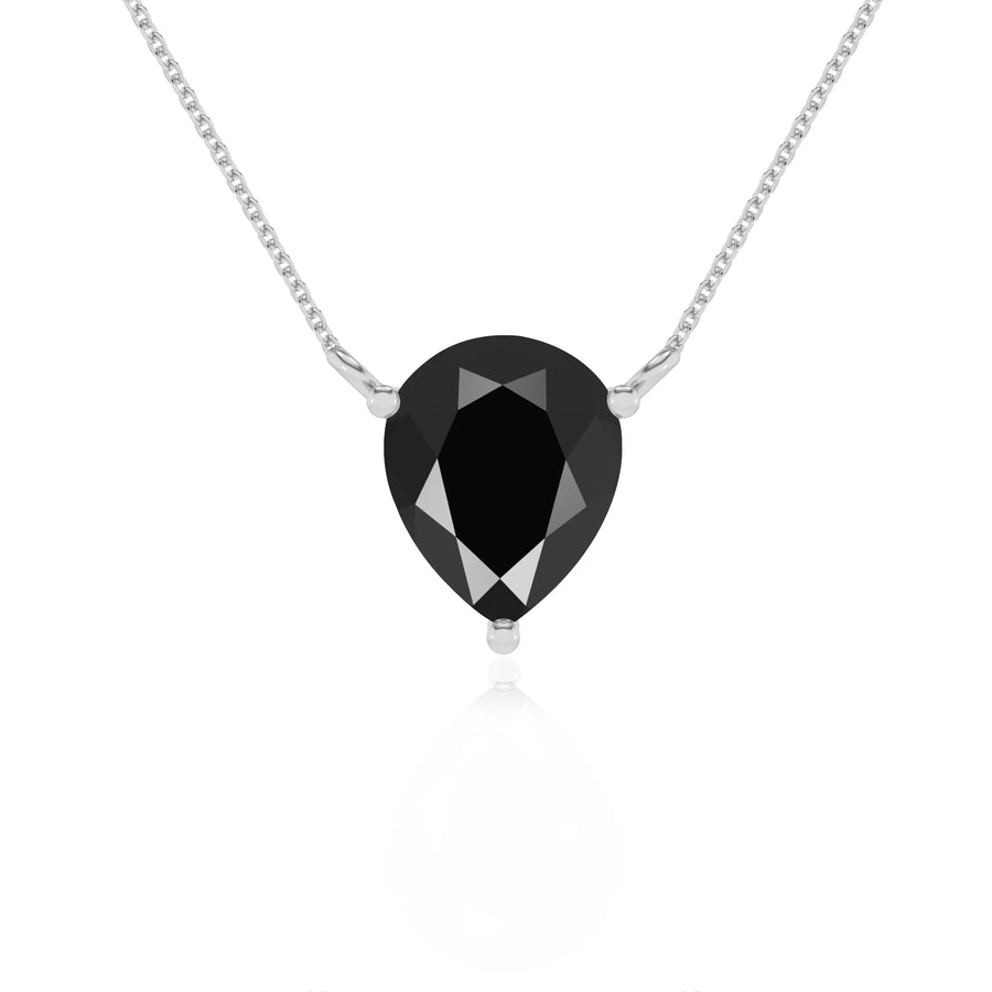 natural black-onyx pear solitaire necklaces in white gold 