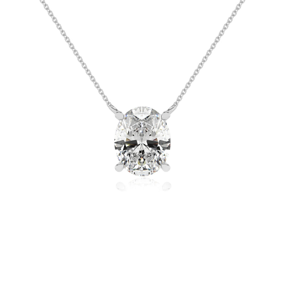 lab grown moissanite oval solitaire necklaces in sterling silver 