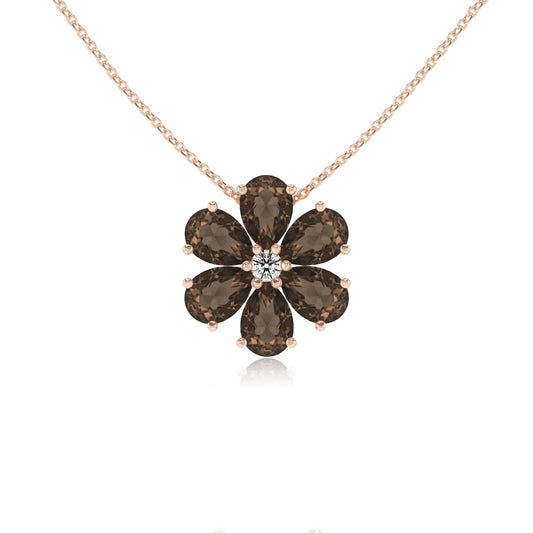 natural smoky-quartz pear solitaire necklaces in rose gold 