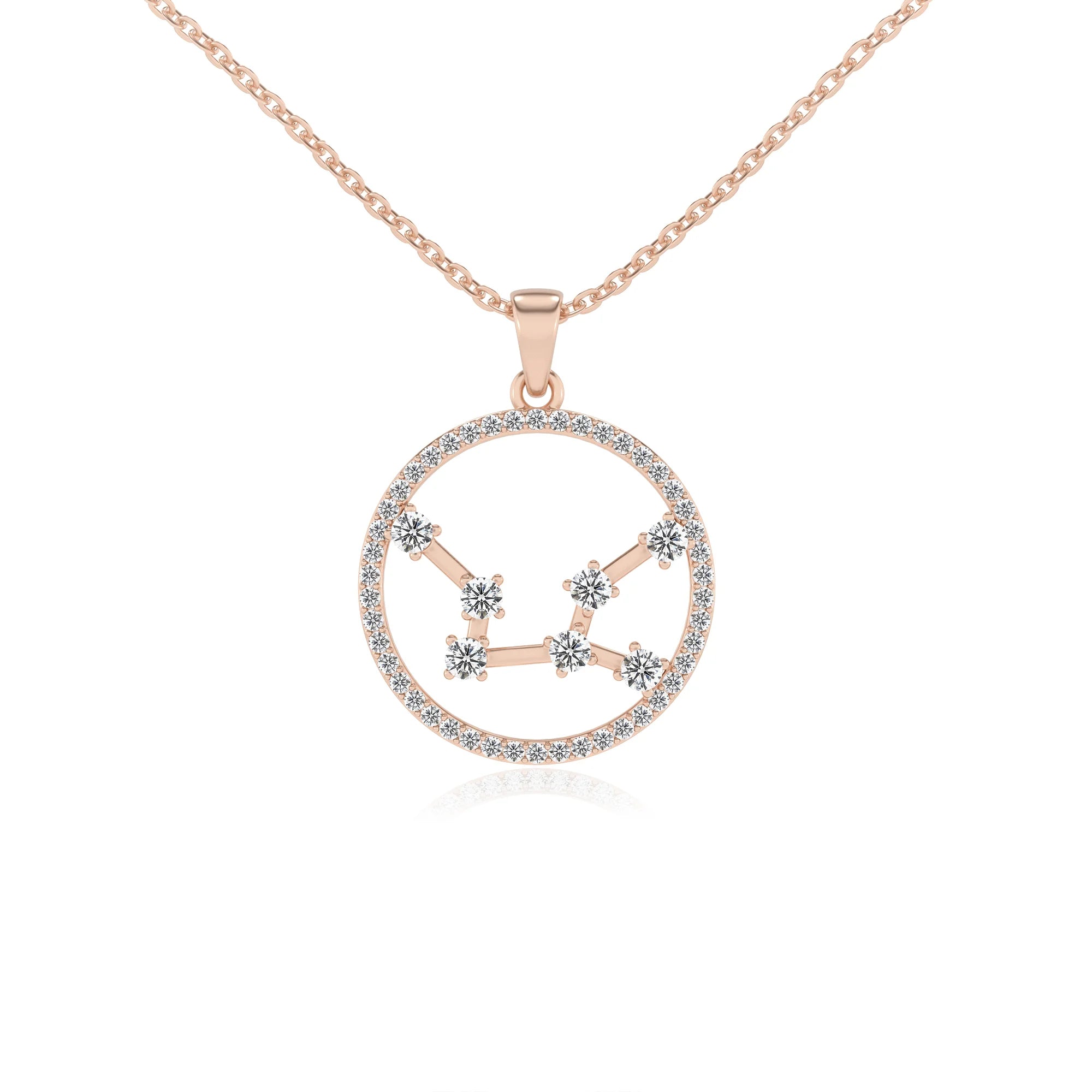 lab grown moissanite round necklaces in rose gold 