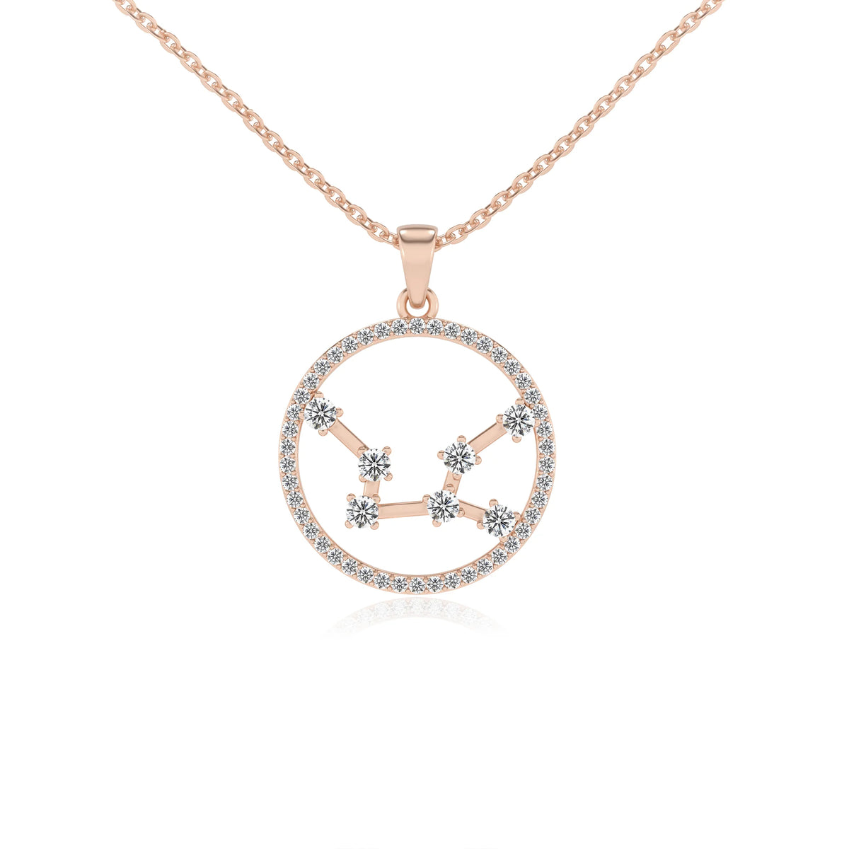 lab grown moissanite round necklaces in rose gold 