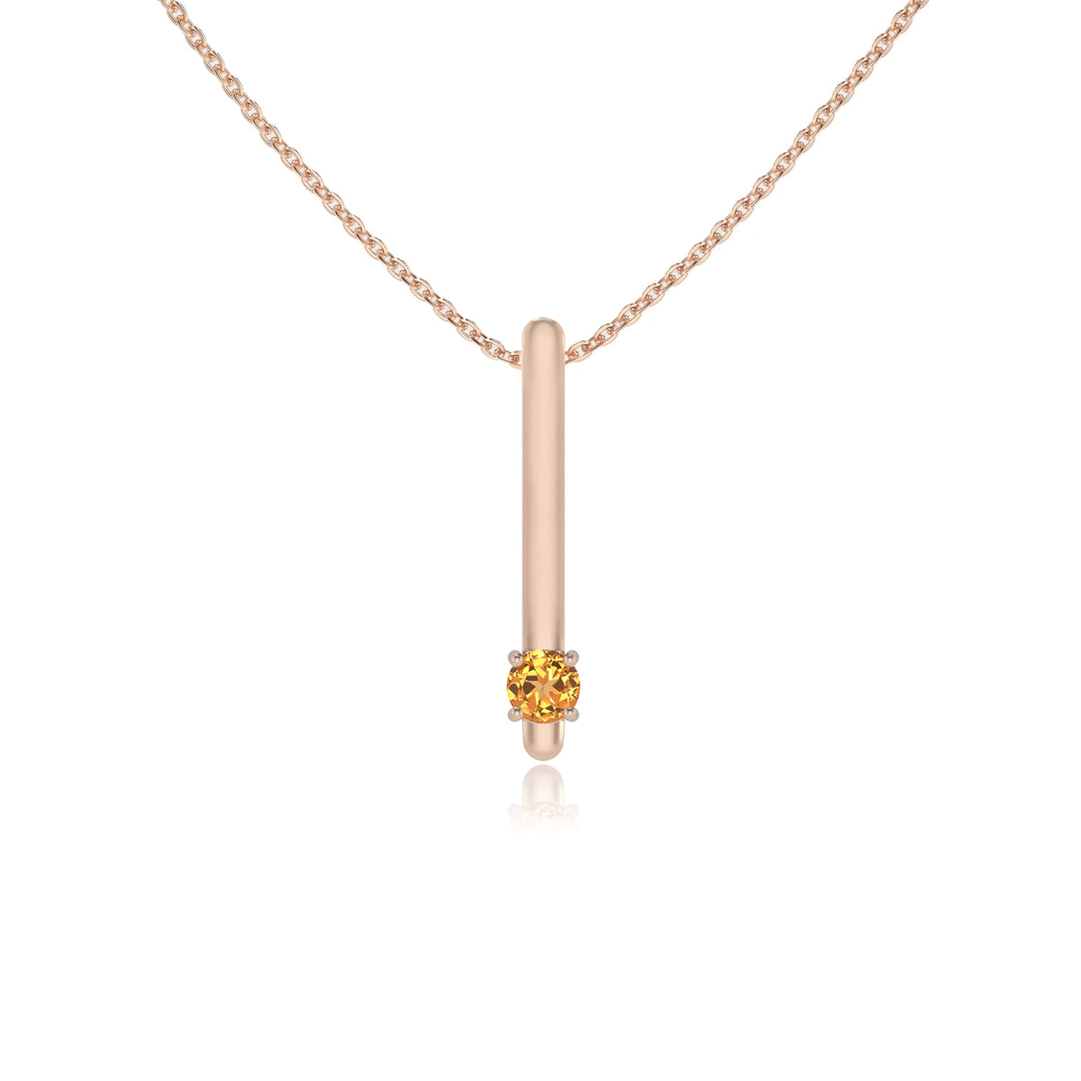lab grown citrine round bar necklaces in rose gold 