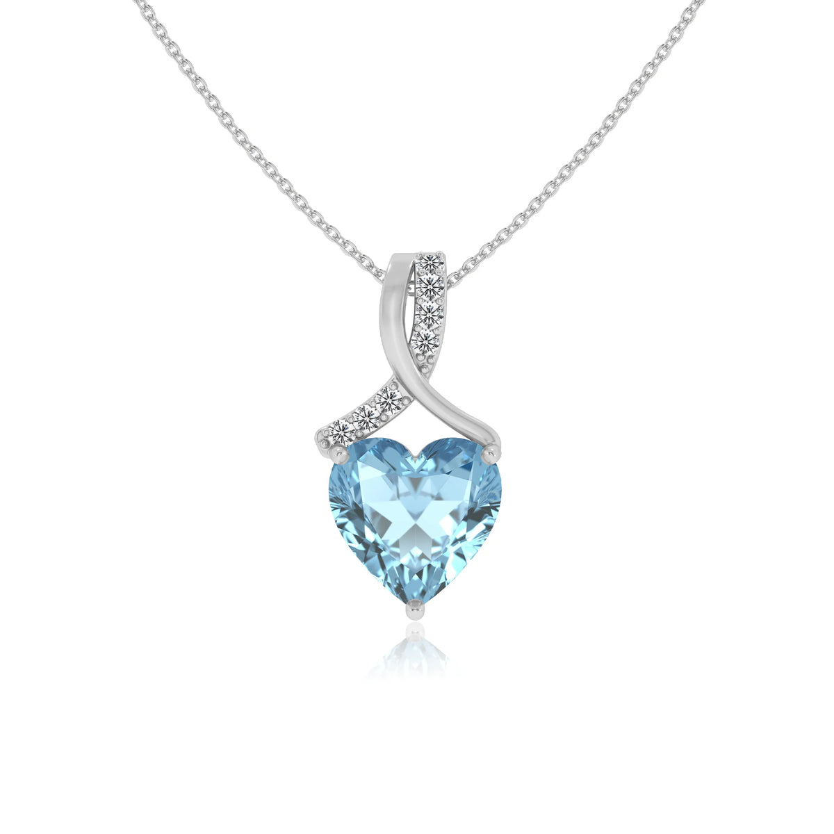 lab grown aquamarine heart solitaire necklaces in platinum 