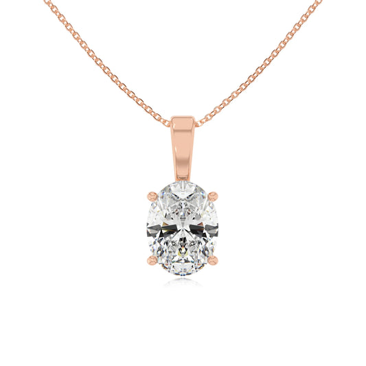lab grown moissanite oval solitaire necklaces in rose gold 