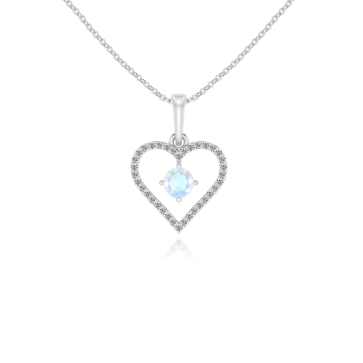 natural rainbow-moonstone round infinity necklaces in sterling silver 