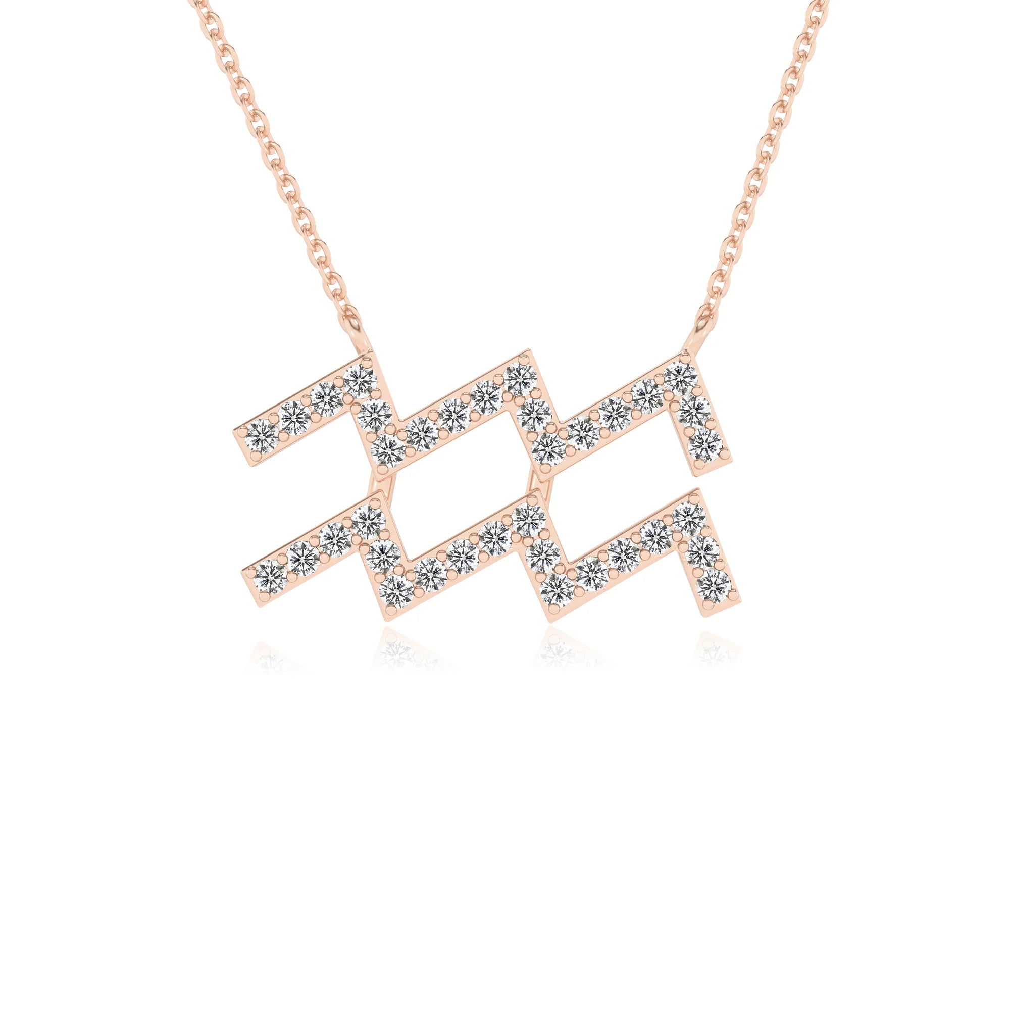 lab grown moissanite round necklaces in rose gold 