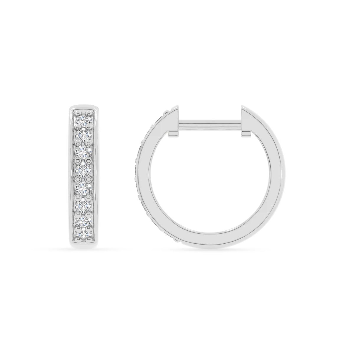 lab grown moissanite round hoop earrings in platinum 