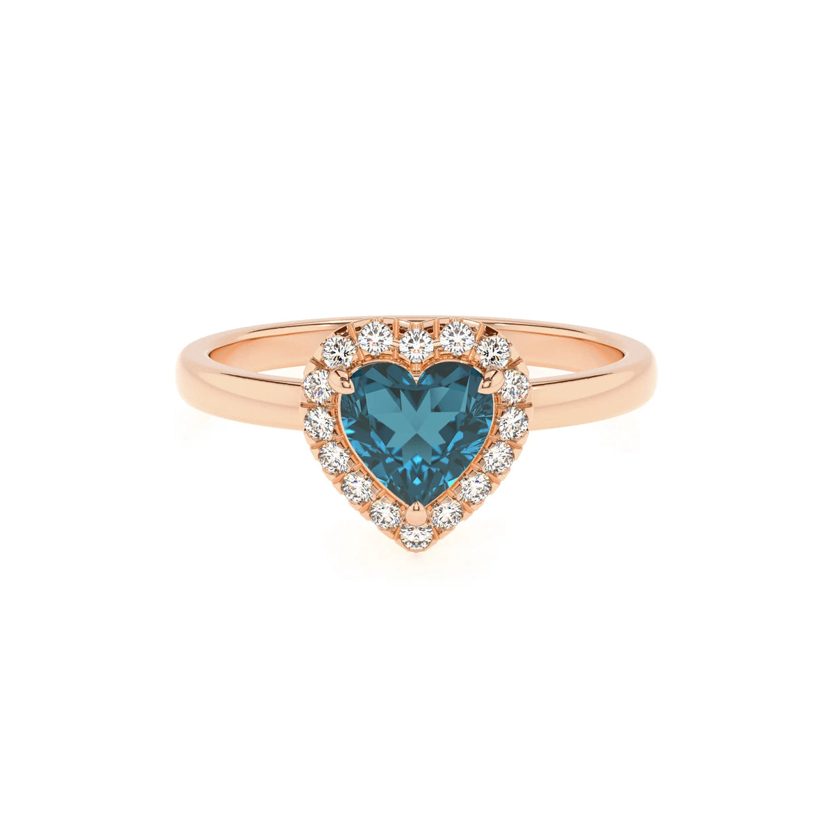 natural london-blue-topaz heart solitaire rings in rose gold 