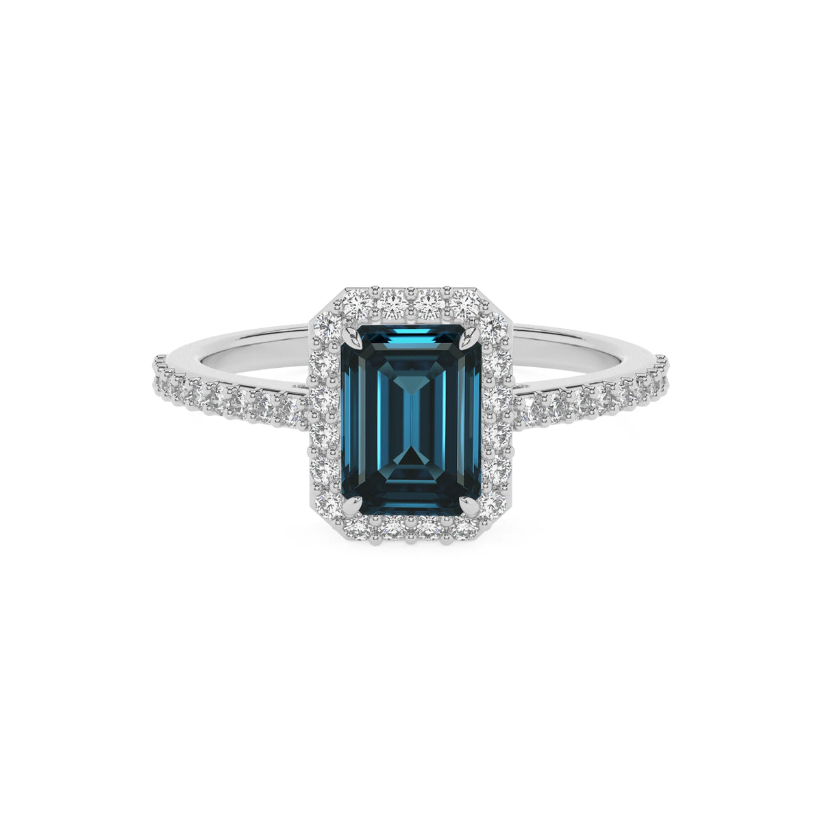 natural london-blue-topaz emerald cut solitaire rings in sterling silver 