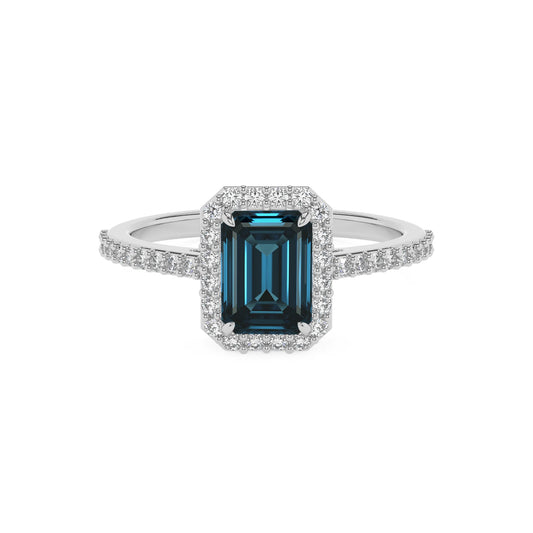 natural london-blue-topaz emerald cut solitaire rings in sterling silver 