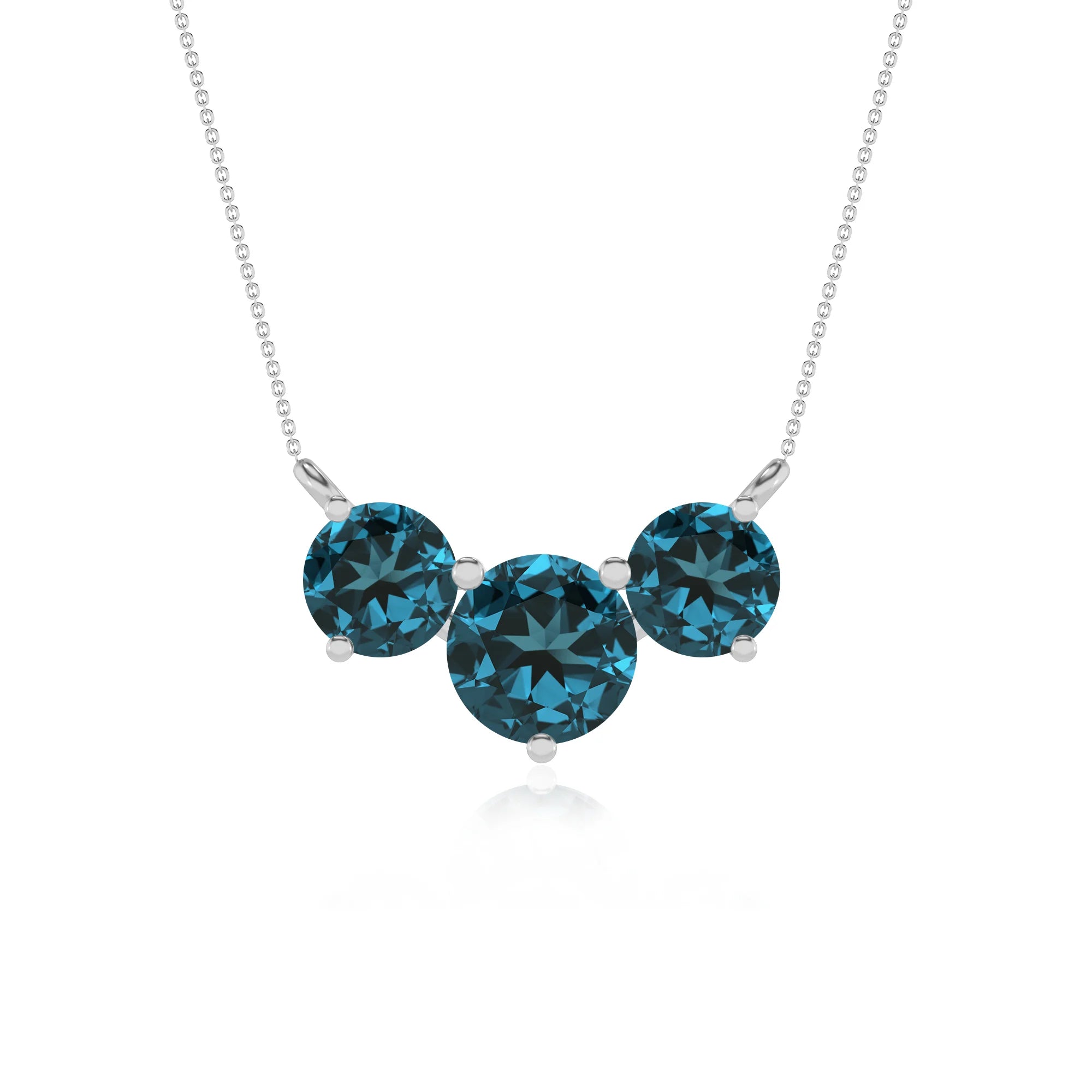 natural london-blue-topaz round solitaire v-bale necklaces in white gold 