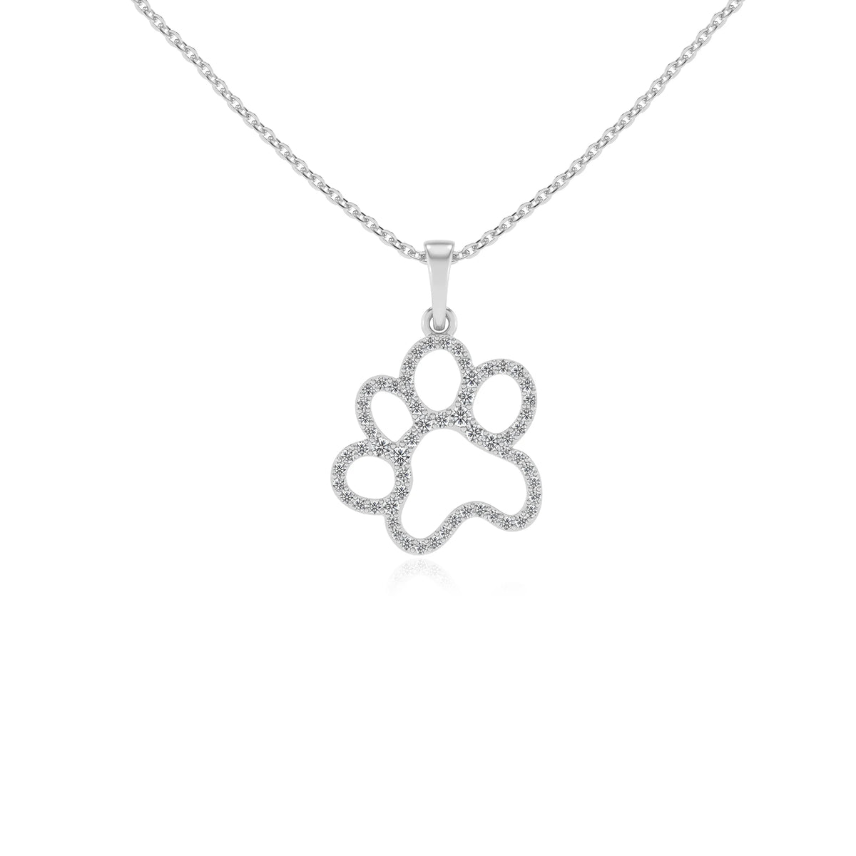 lab grown moissanite round v-bale necklaces in white gold 