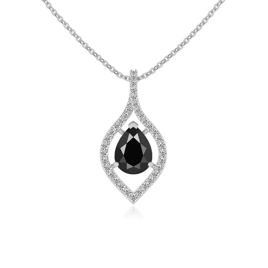 natural black-onyx pear infinity necklaces in sterling silver 