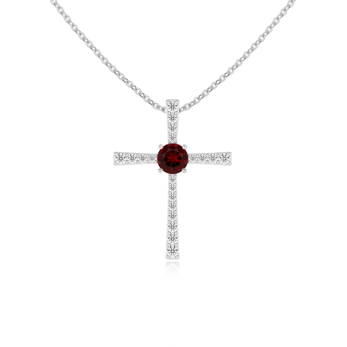 natural garnet round infinity necklaces in platinum 