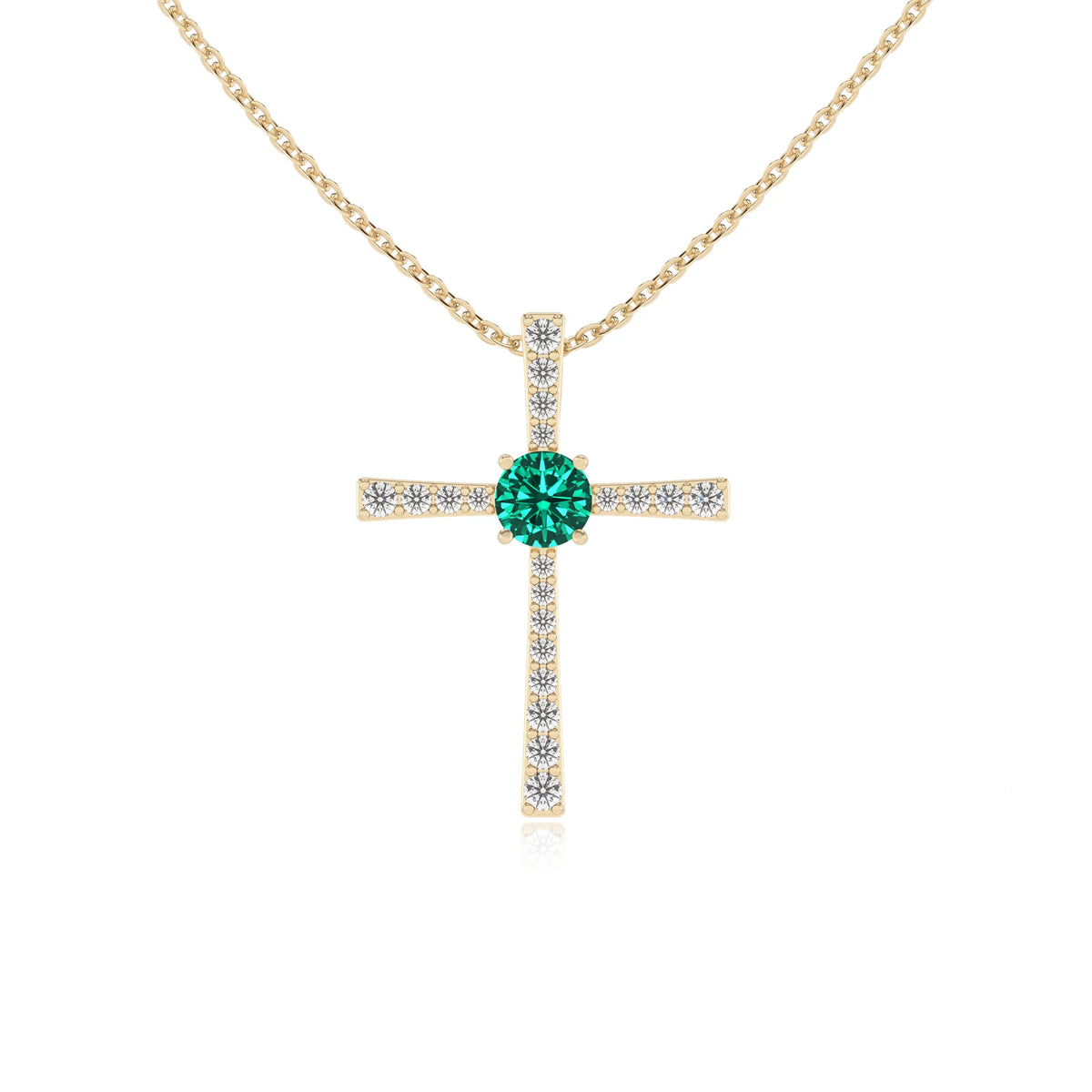 lab grown emerald round infinity necklaces in yellow gold 