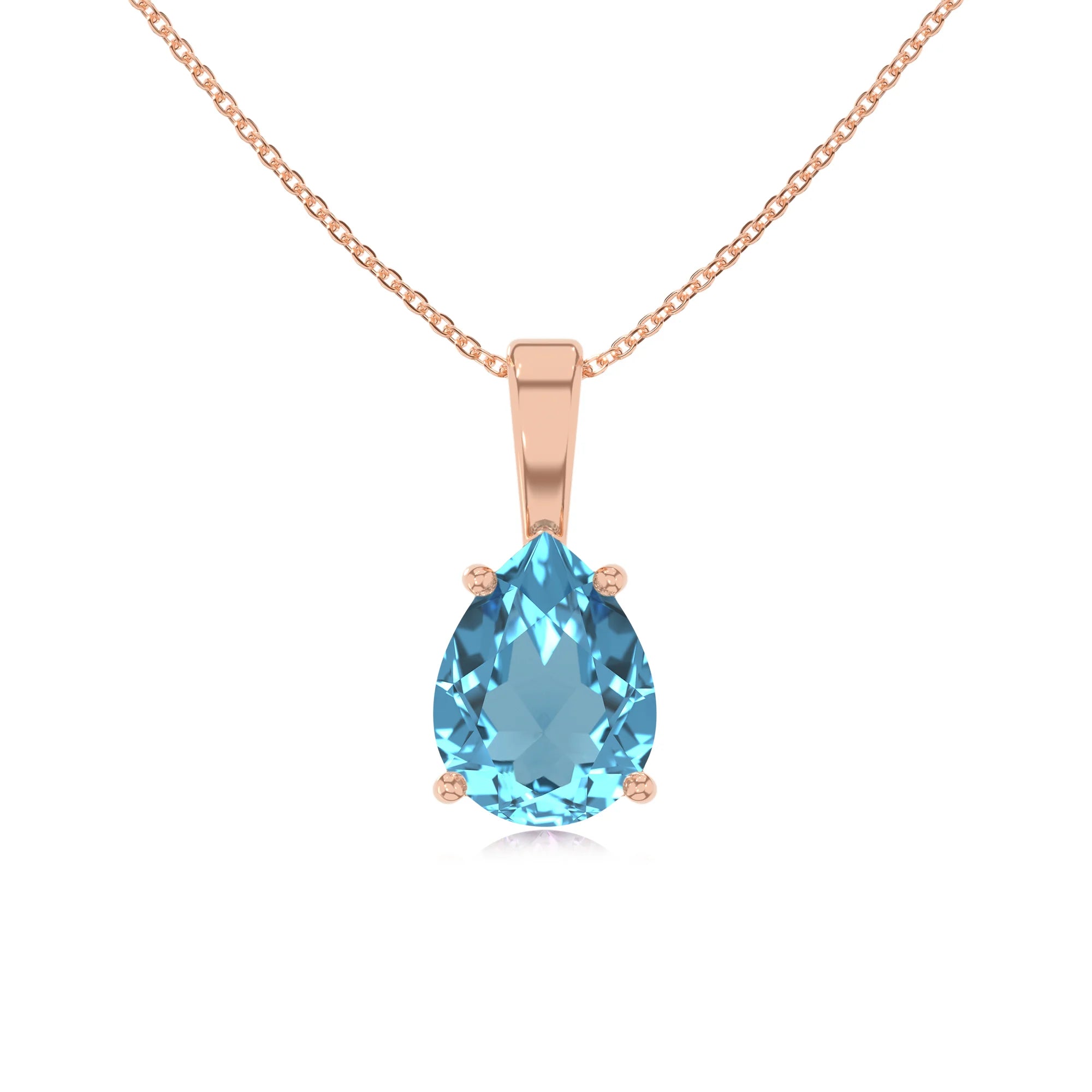 natural swiss-blue-topaz pear solitaire necklaces in rose gold 