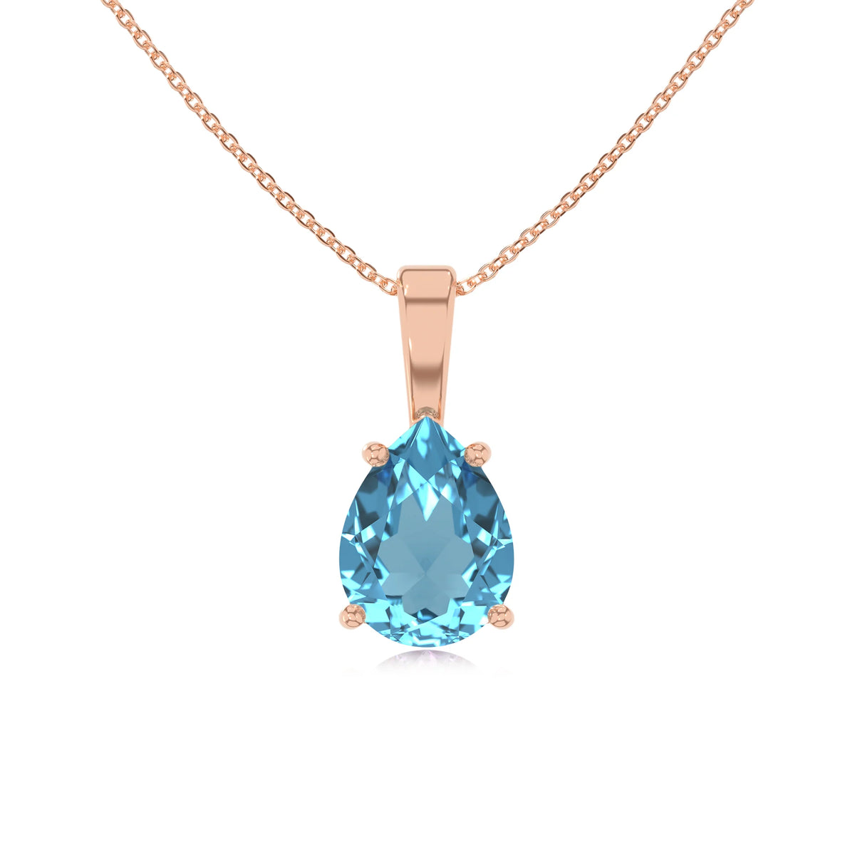 natural swiss-blue-topaz pear solitaire necklaces in rose gold 