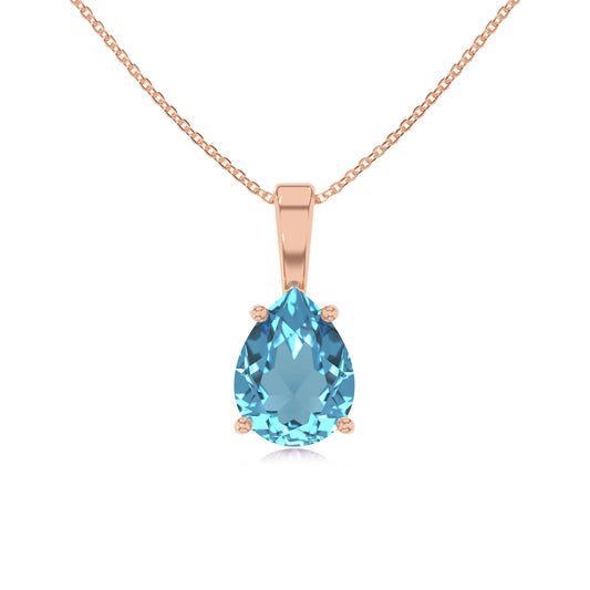 natural swiss-blue-topaz pear solitaire necklaces in rose gold 