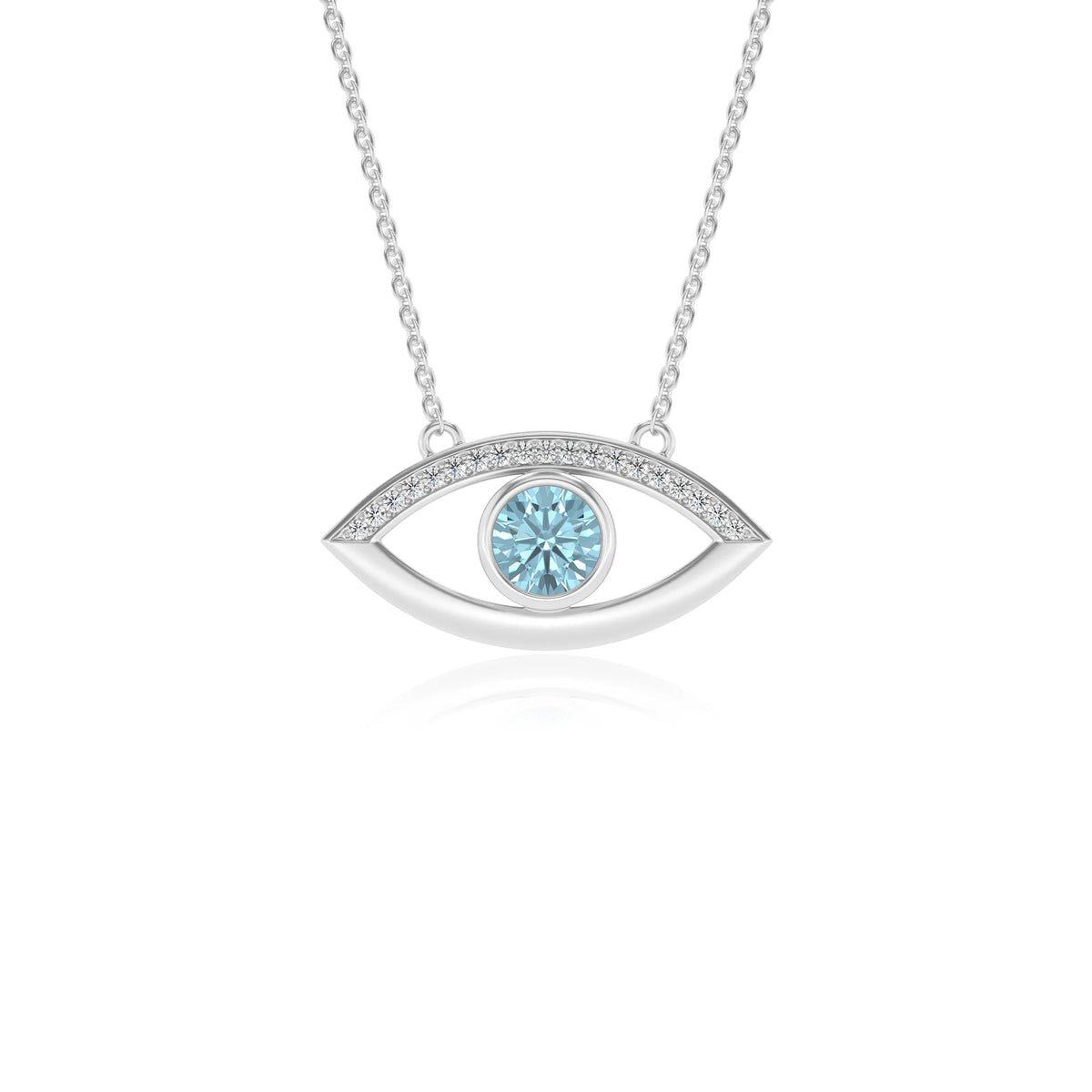 lab grown aquamarine round solitaire necklaces in sterling silver 