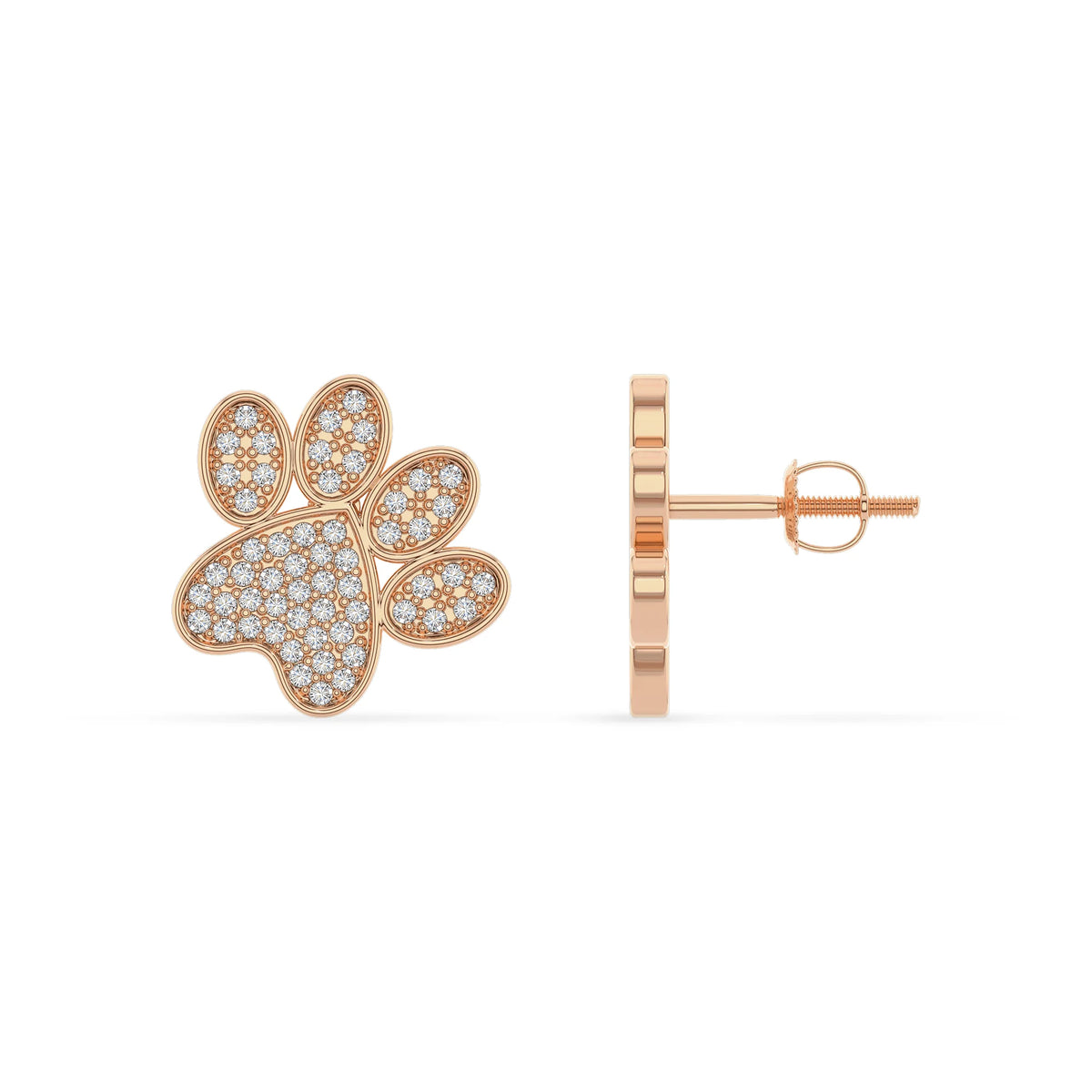 lab grown moissanite round stud earrings in rose gold 