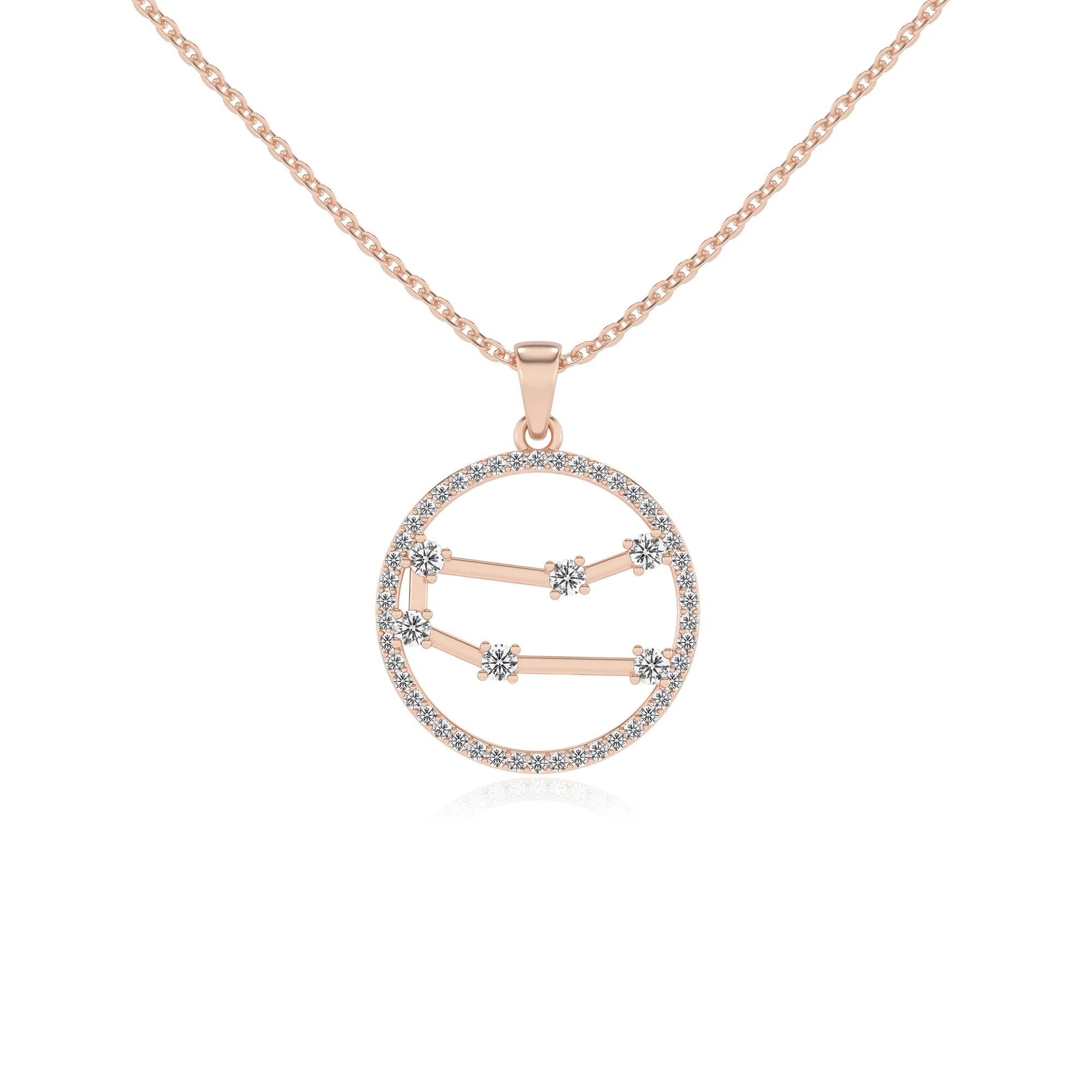 lab grown moissanite round necklaces in rose gold 
