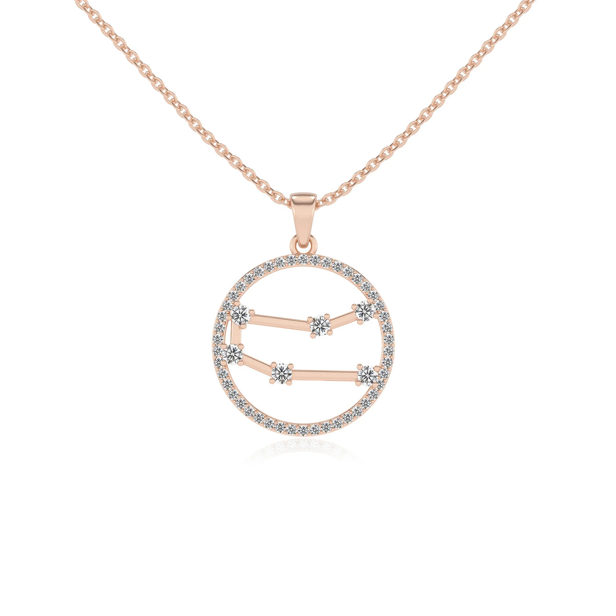 lab grown moissanite round necklaces in rose gold 