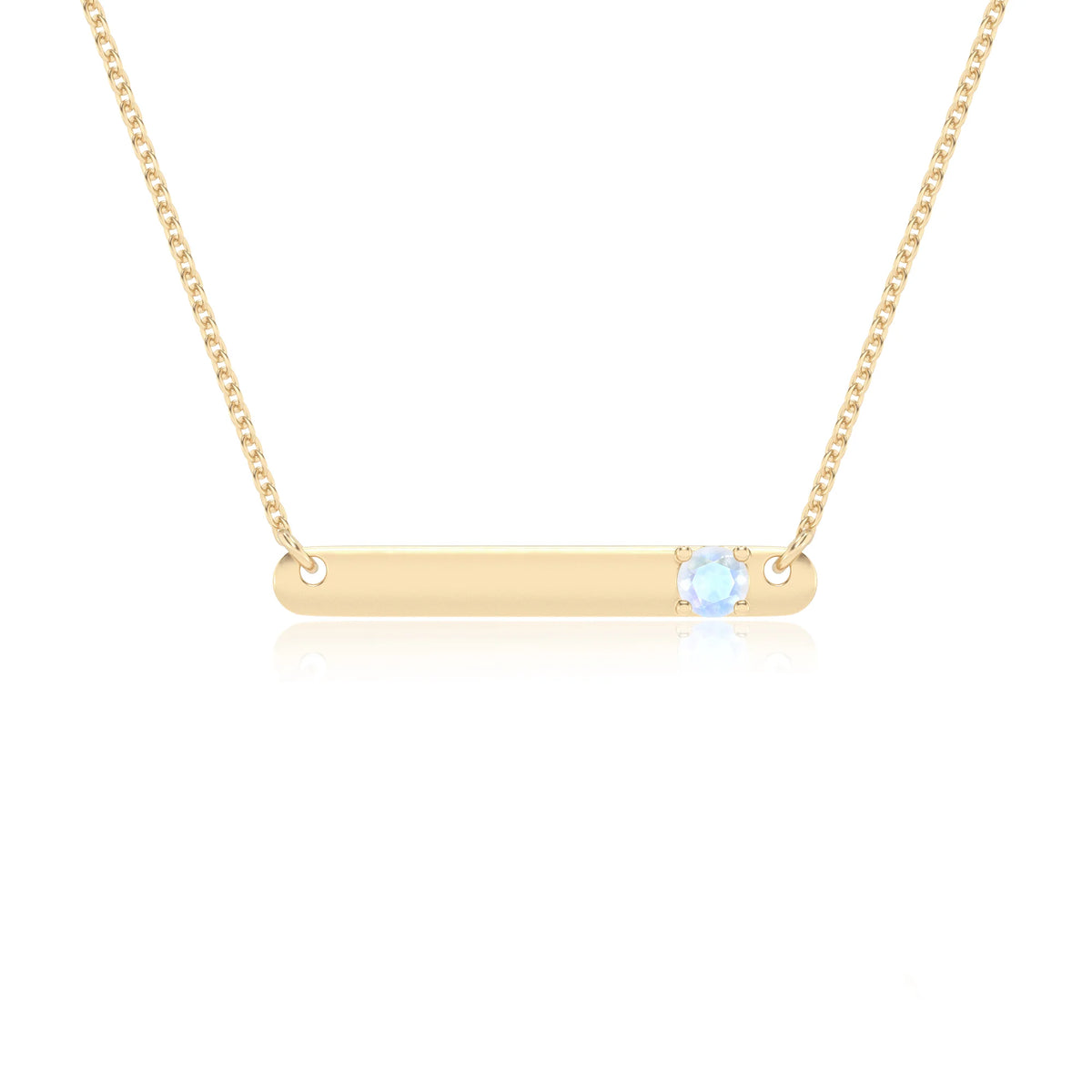 natural rainbow-moonstone round bar v-bale necklaces in yellow gold 