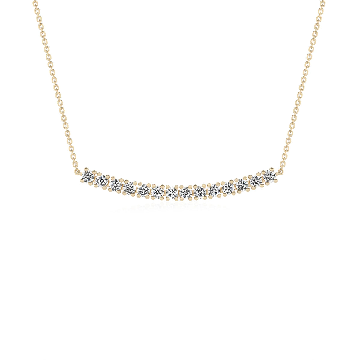lab grown diamond round bar necklaces in yellow gold 