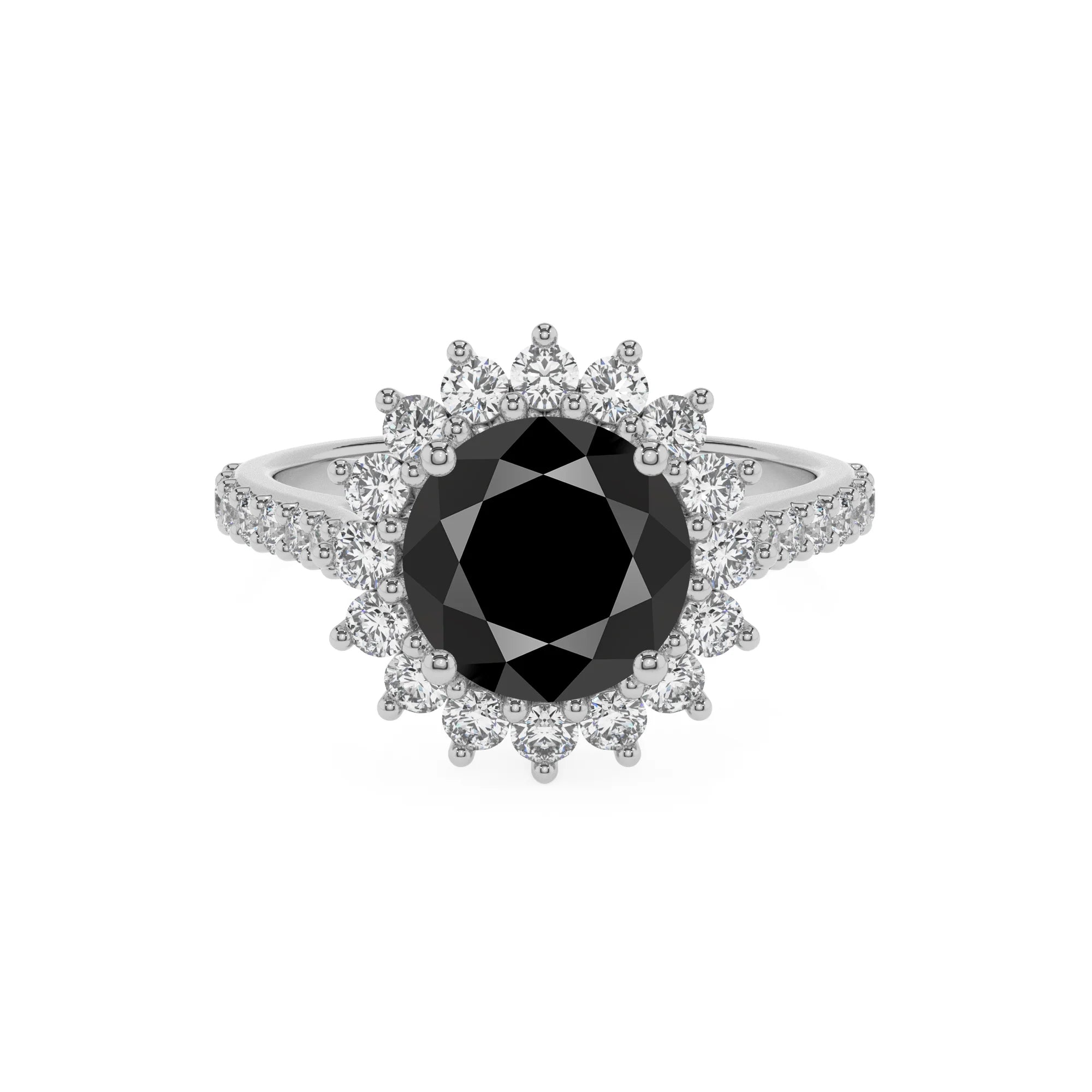 natural black-onyx round solitaire rings in sterling silver 