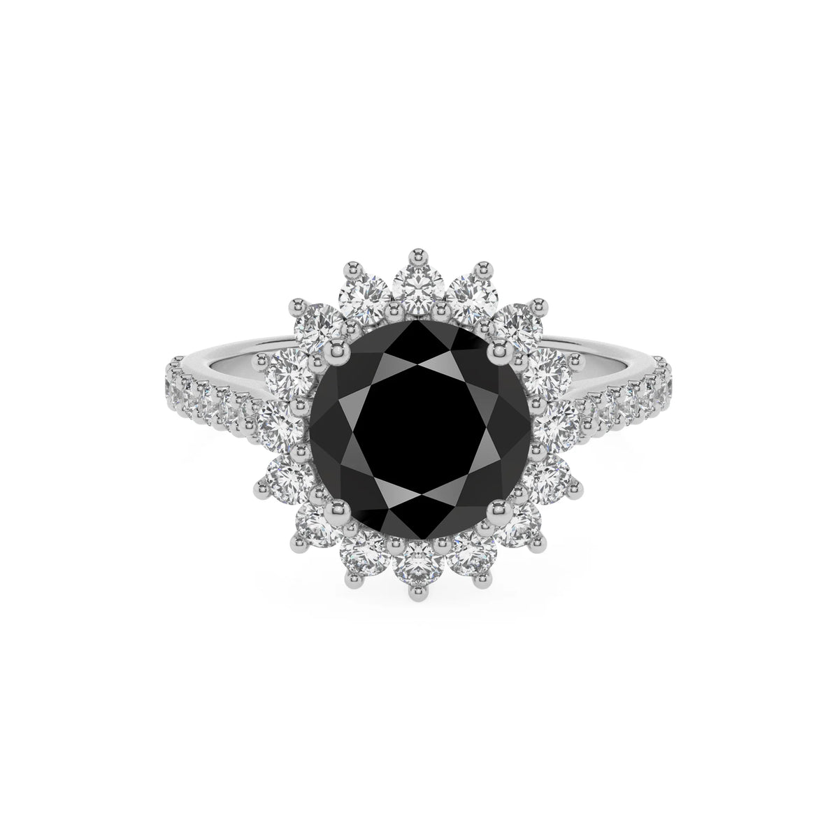 natural black-onyx round solitaire rings in sterling silver 