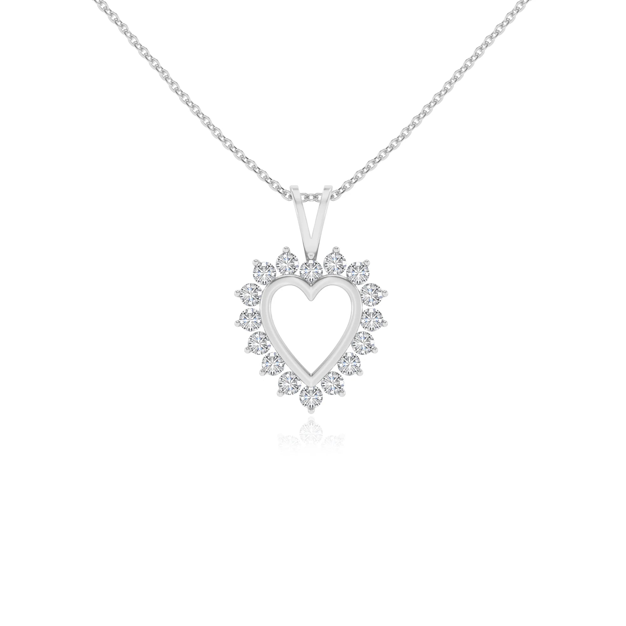 lab grown moissanite round v-bale necklaces in sterling silver 