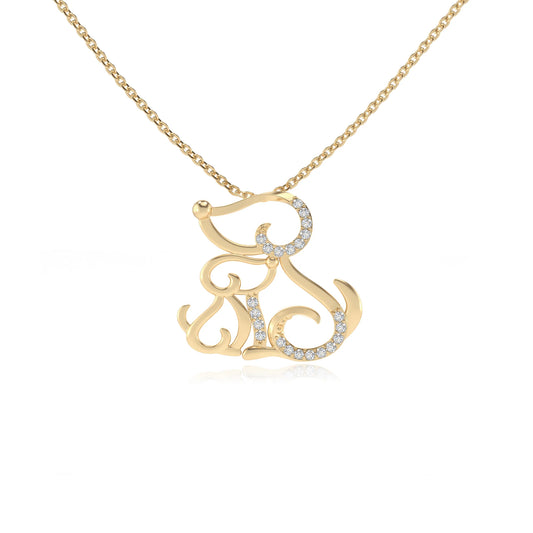 lab grown moissanite round necklaces in yellow gold 