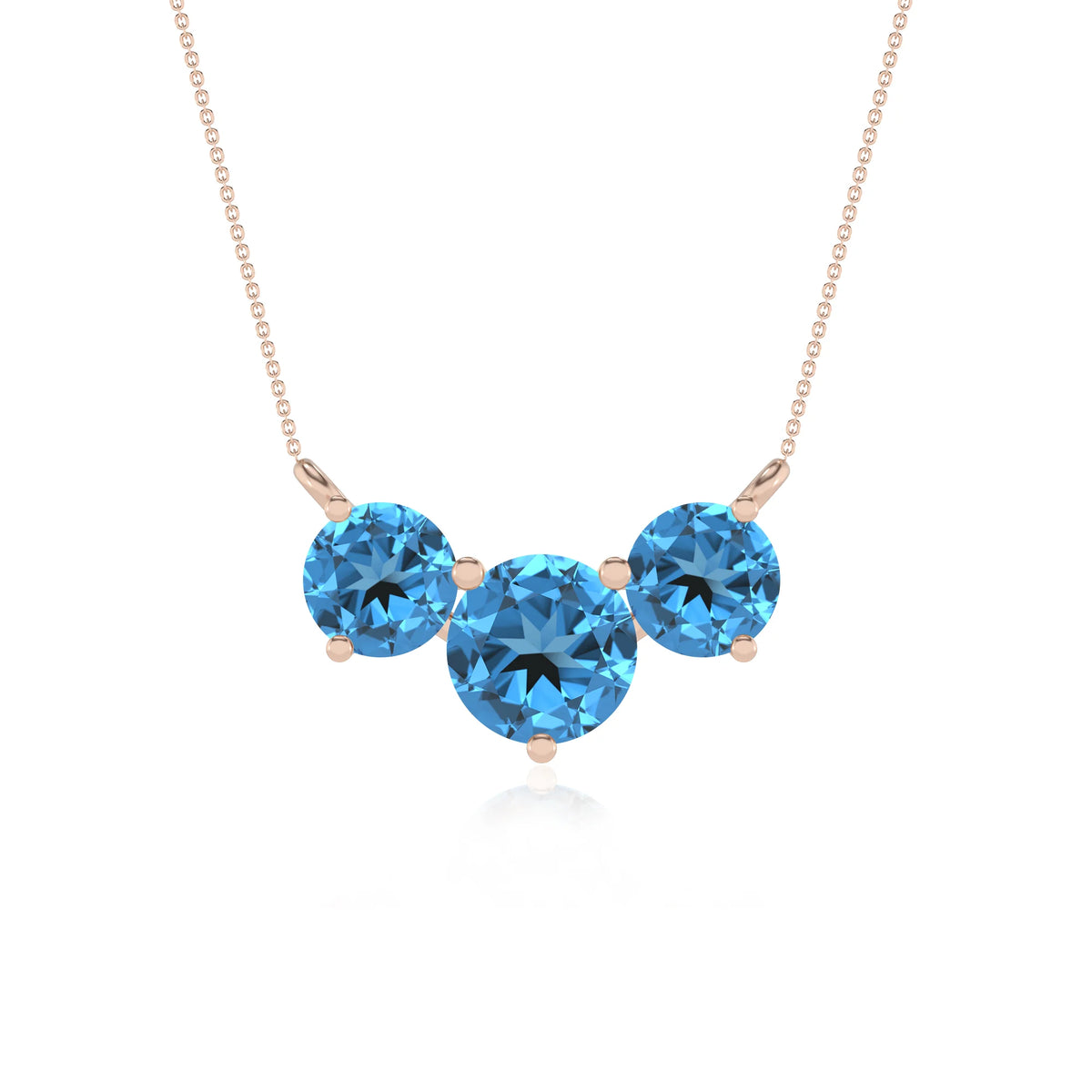 natural swiss-blue-topaz round solitaire v-bale necklaces in rose gold 