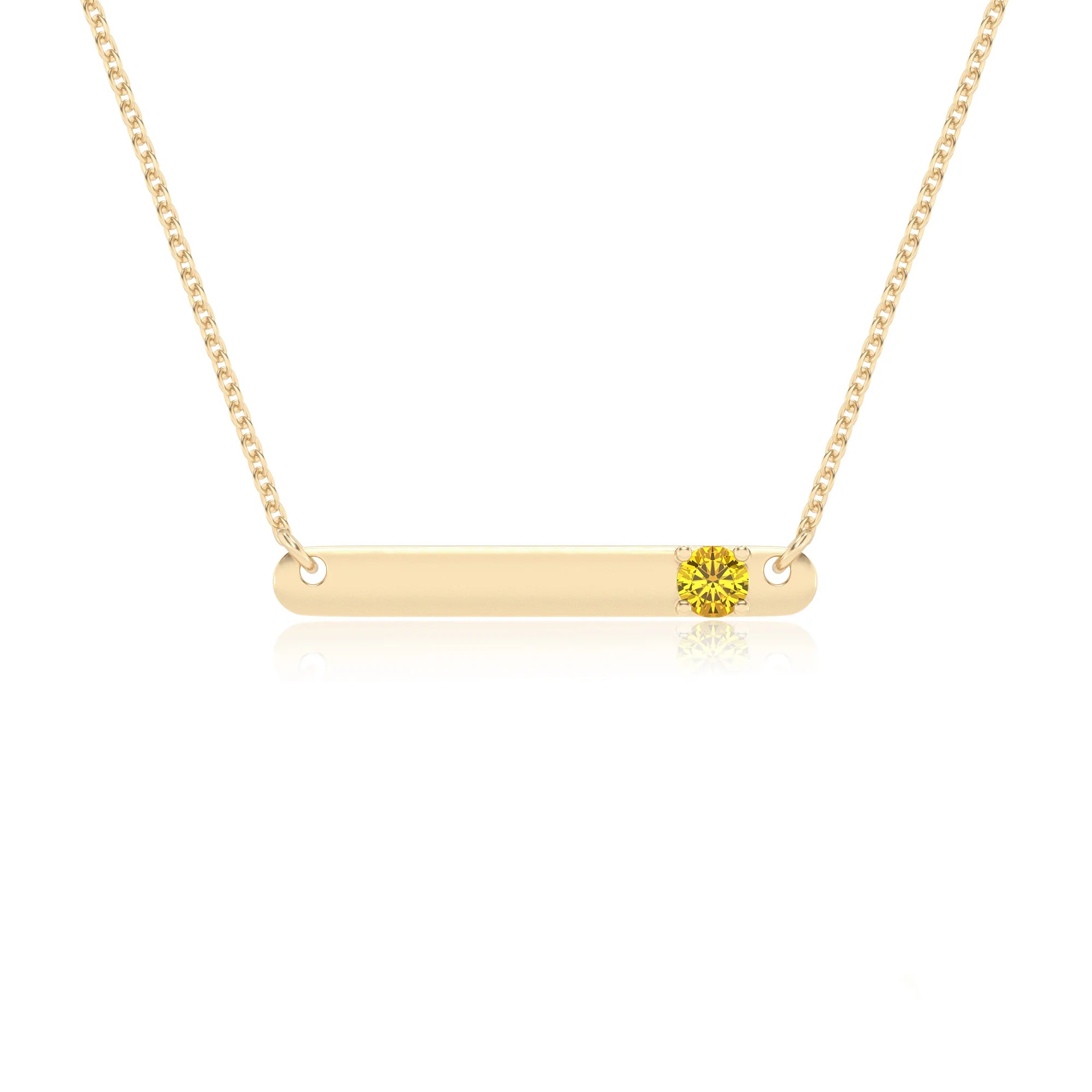 lab grown yellow-sapphire round bar v-bale necklaces in yellow gold 