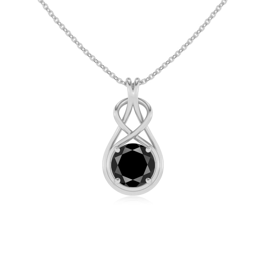 natural black-onyx round solitaire necklaces in sterling silver 