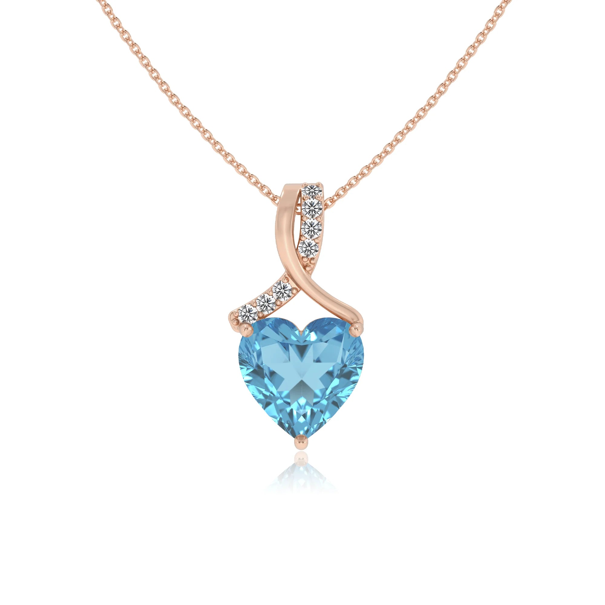 natural swiss-blue-topaz heart solitaire necklaces in rose gold 