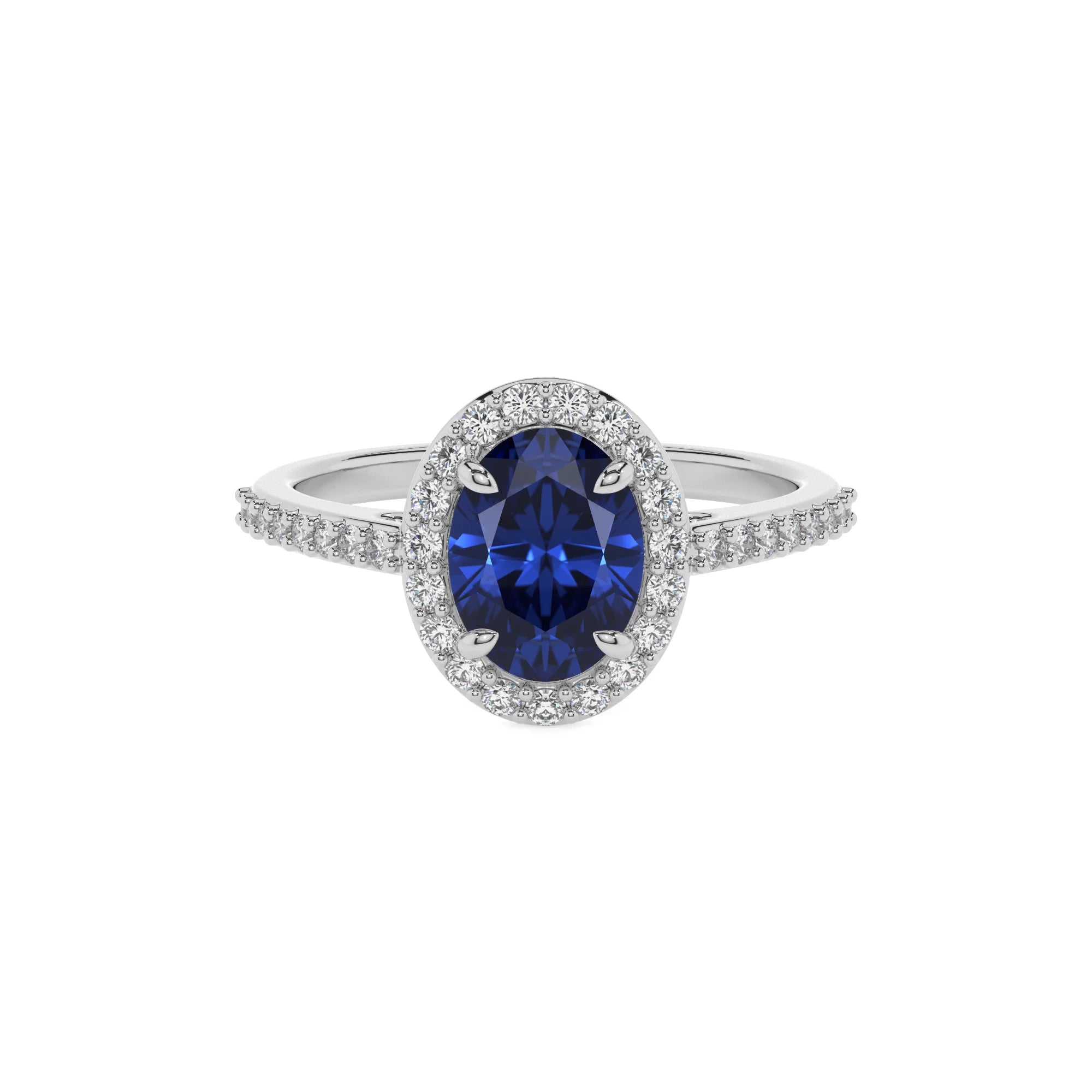 lab grown blue-sapphire oval solitaire rings in sterling silver 