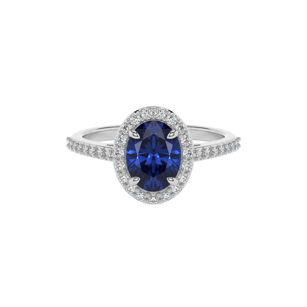 lab grown blue-sapphire oval solitaire rings in sterling silver 