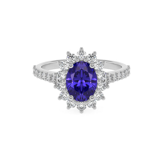 lab grown tanzanite oval solitaire rings in sterling silver 