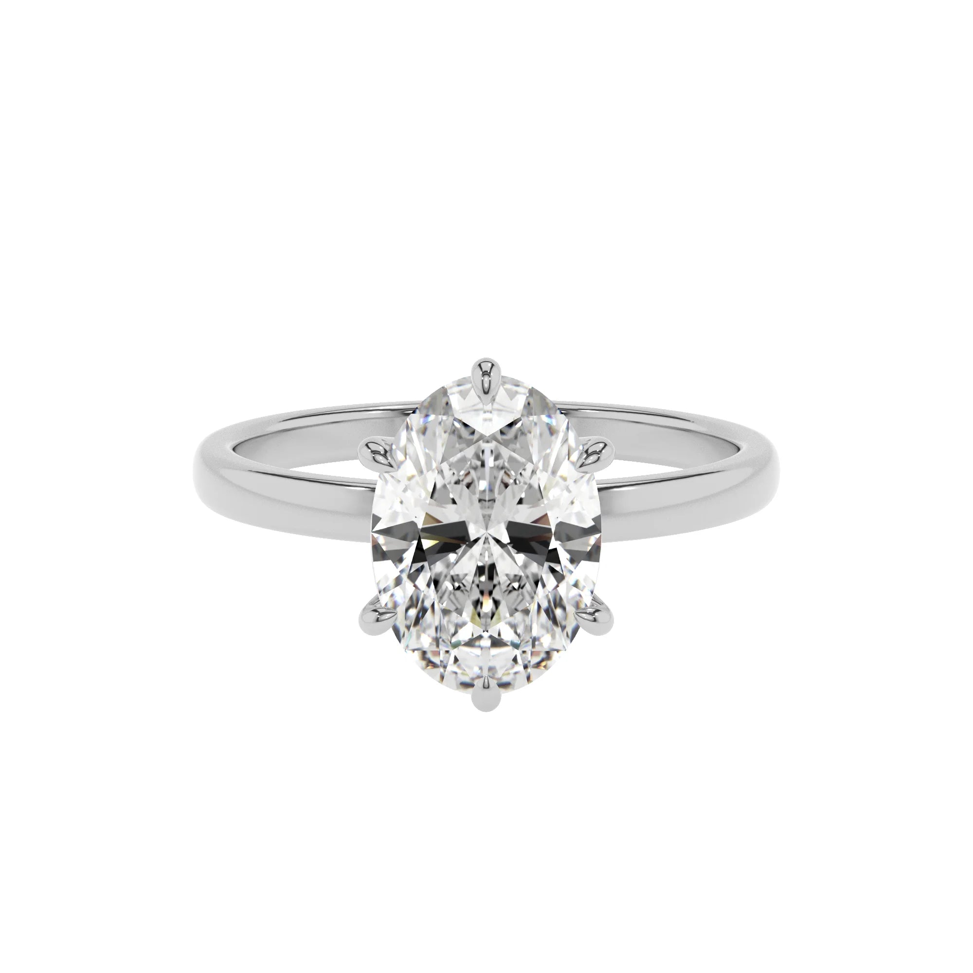 lab grown moissanite oval solitaire rings in platinum 