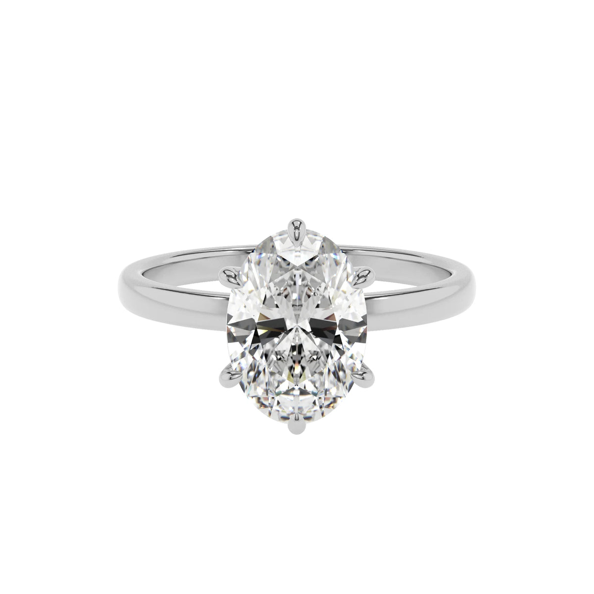 lab grown moissanite oval solitaire rings in platinum 