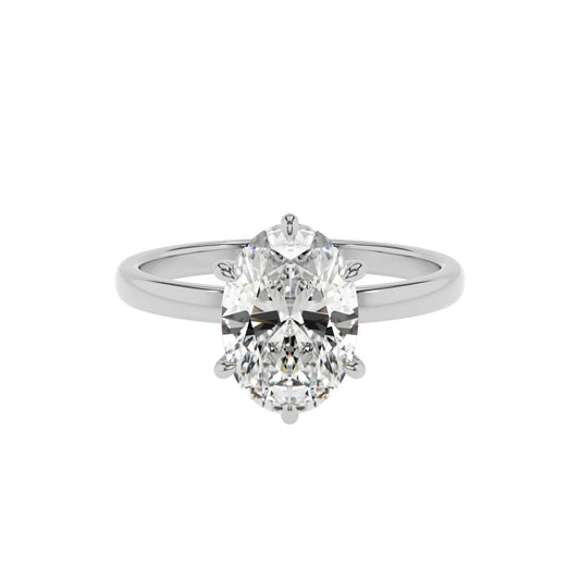 lab grown moissanite oval solitaire rings in platinum 