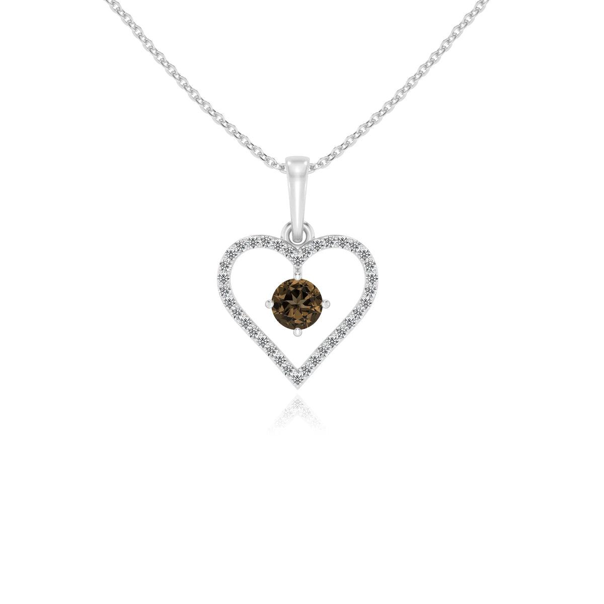 natural smoky-quartz round infinity necklaces in white gold 
