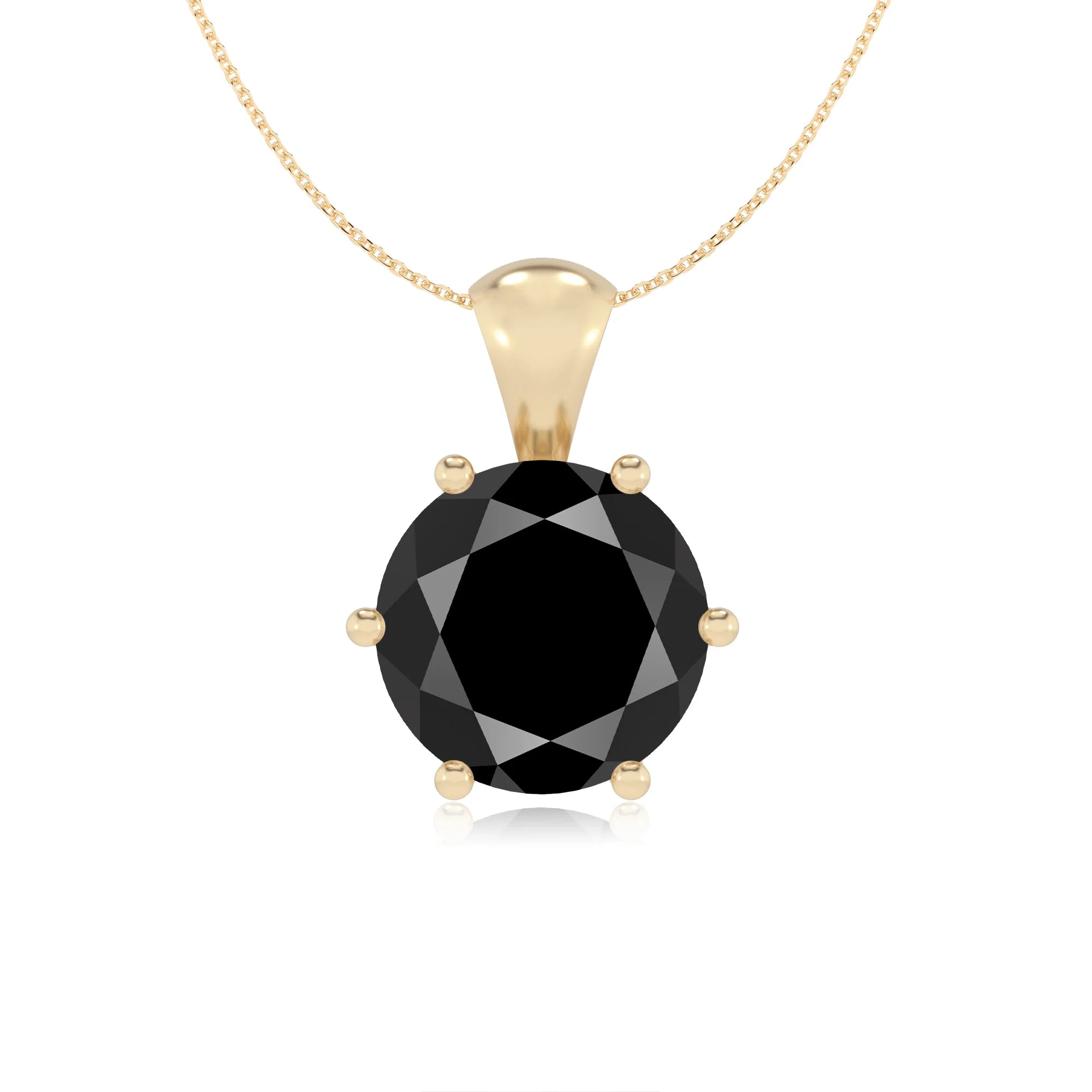 natural black-onyx round solitaire necklaces in yellow gold 