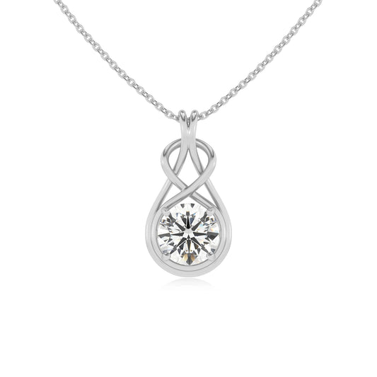 lab grown moissanite round solitaire necklaces in platinum 