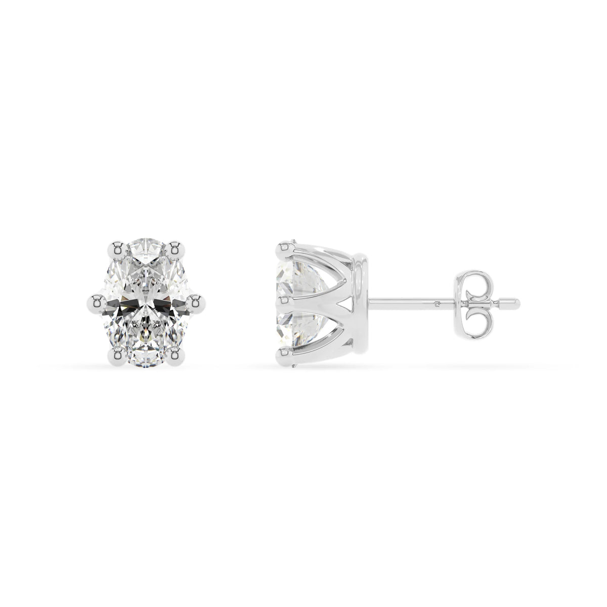 lab grown moissanite oval stud earrings in platinum 